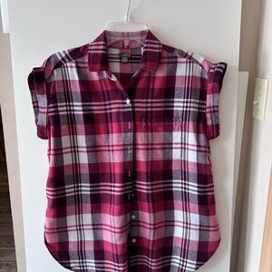 Aerie XS Plaid Short Sleeve Button-Up Shirt